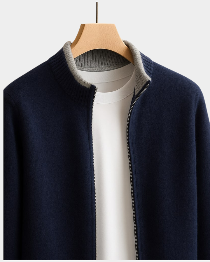 Cardigan da Uomo con Zip e Collo Alto
