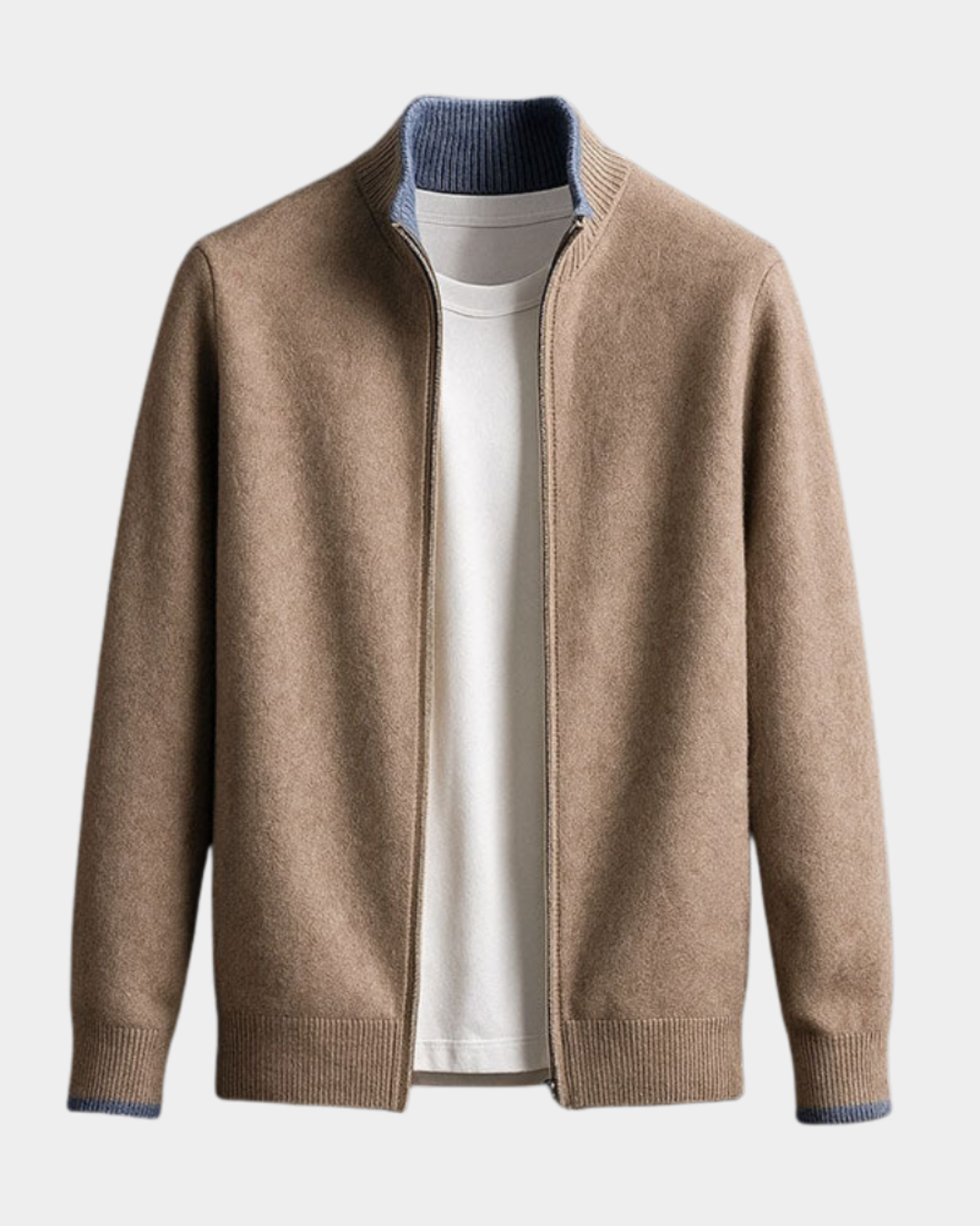 Cardigan da Uomo con Zip e Collo Alto