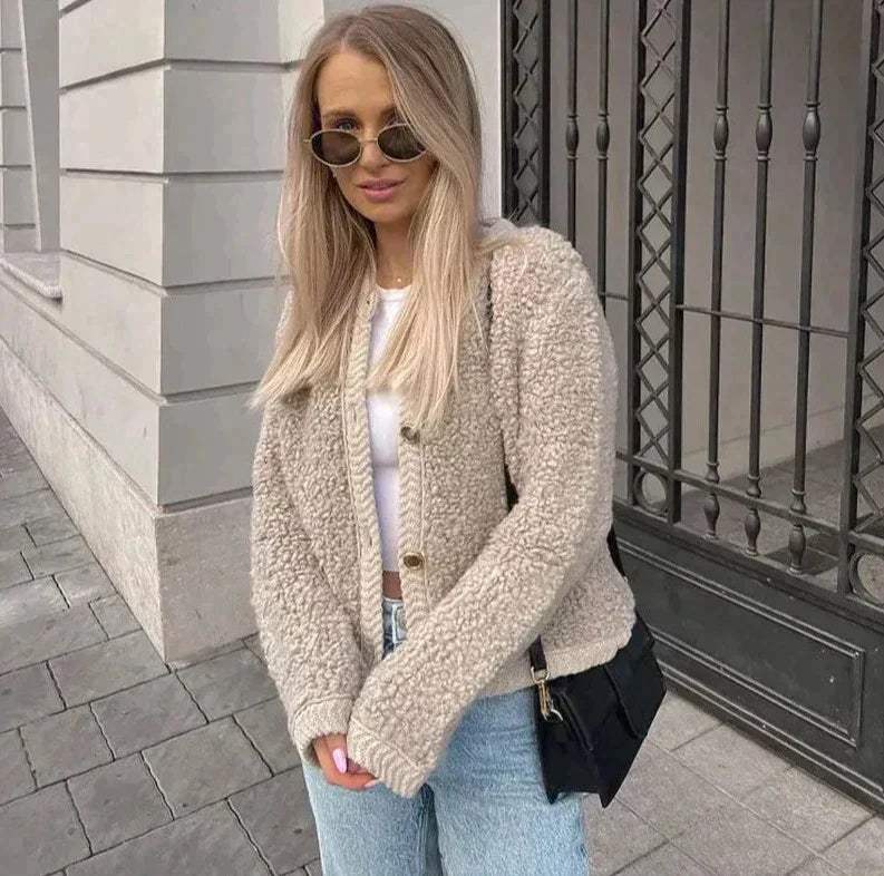 Cardigan da donna con bottoni per tempo libero e stagioni fresche