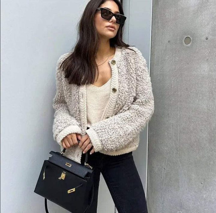 Cardigan da donna con bottoni per tempo libero e stagioni fresche