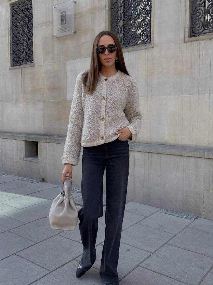 Cardigan da donna con bottoni per tempo libero e stagioni fresche