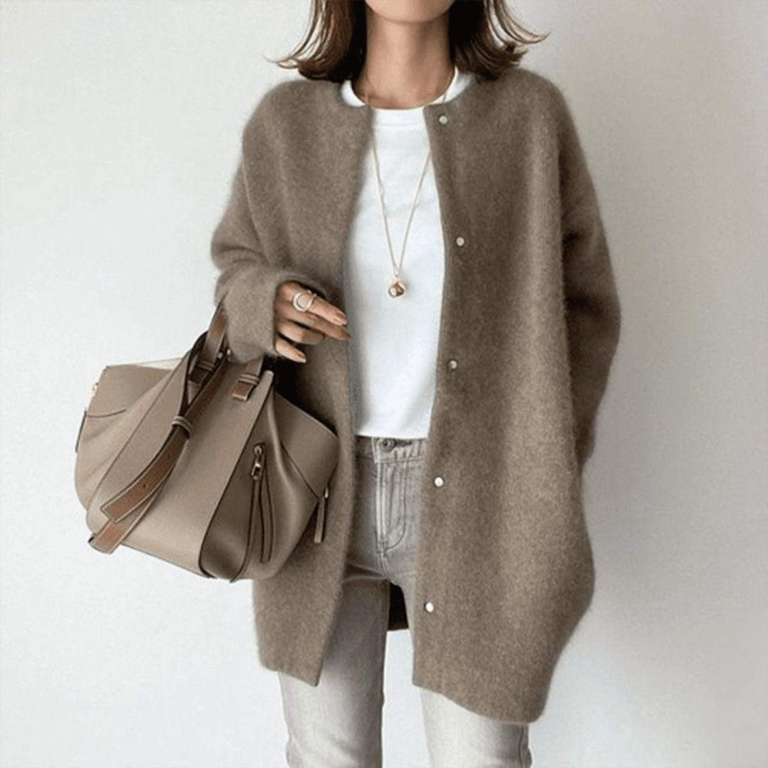 Cardigan da donna con bottoni per tempo libero e stagioni fresche 