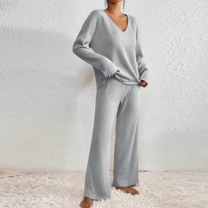 Completo donna grigio a coste – vista frontale