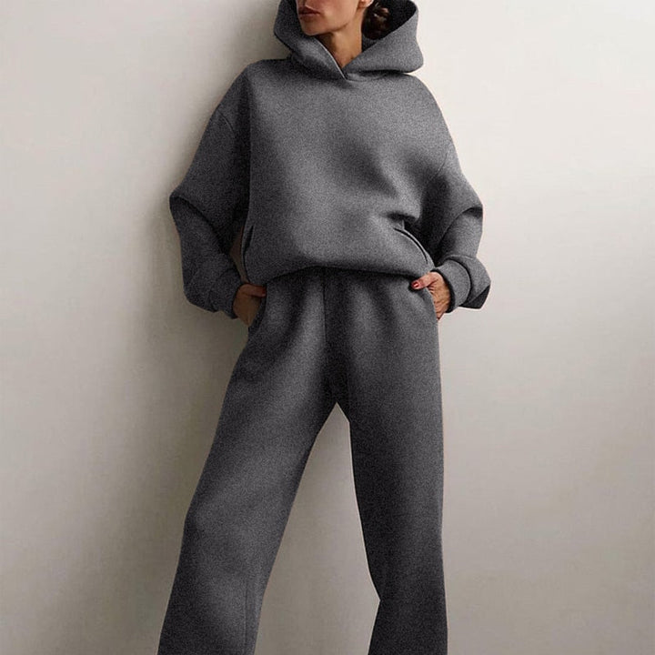 Completo Donna Felpa Cappuccio Pantaloni Casual Coordinato Quotidiano