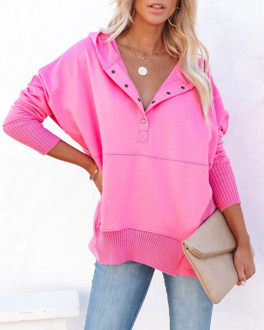 Felpa donna lunga con cappuccio rosa