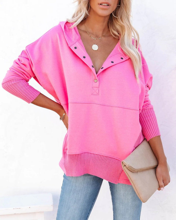 Felpa donna lunga con cappuccio rosa