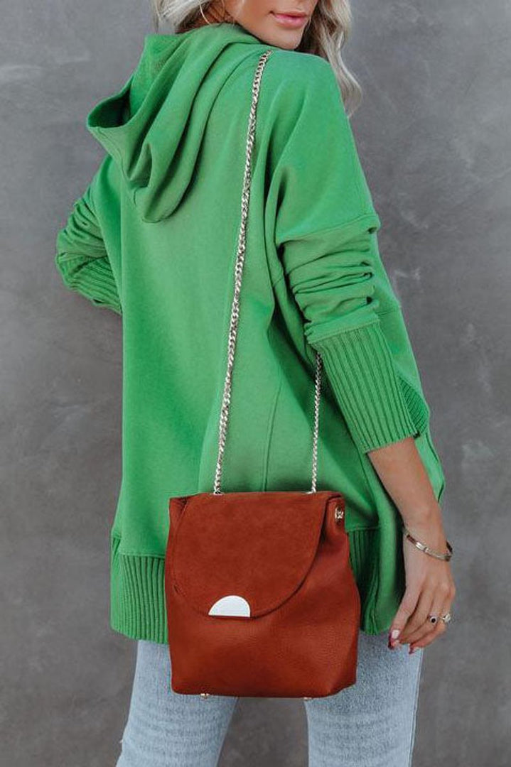Felpa donna lunga verde con borsa