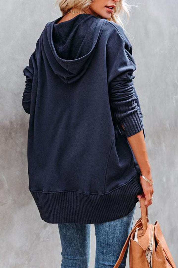 Felpa donna lunga blu navy – vista posteriore