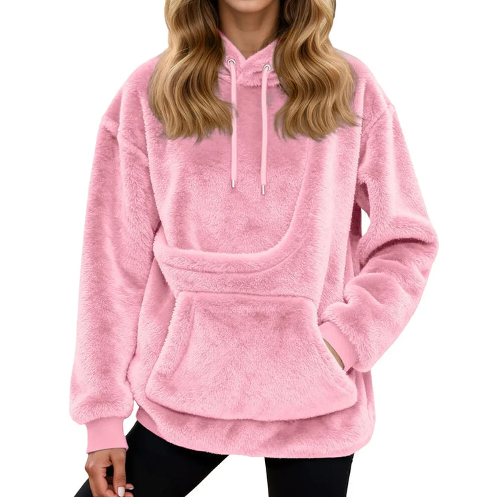 Felpa donna con tasca frontale rosa – vista frontale