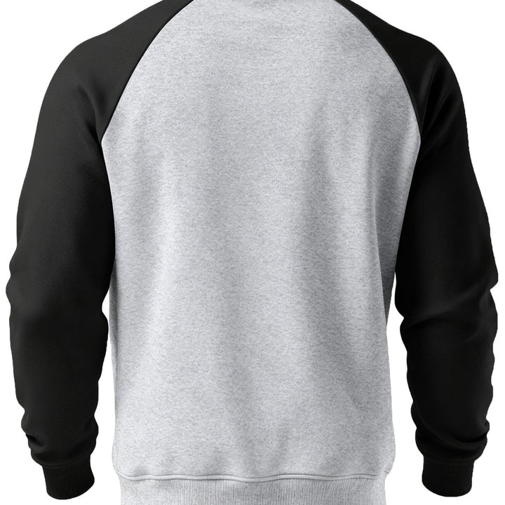 Felpa Uomo Girocollo con Maniche Raglan a Contrasto in grigio chiaro e nero, vista posteriore