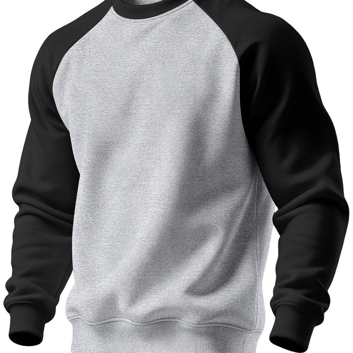 Felpa Uomo Girocollo con Maniche Raglan a Contrasto in grigio chiaro e nero