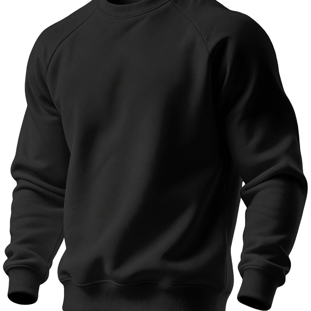 Felpa Uomo Girocollo con Maniche Raglan a Contrasto in nero