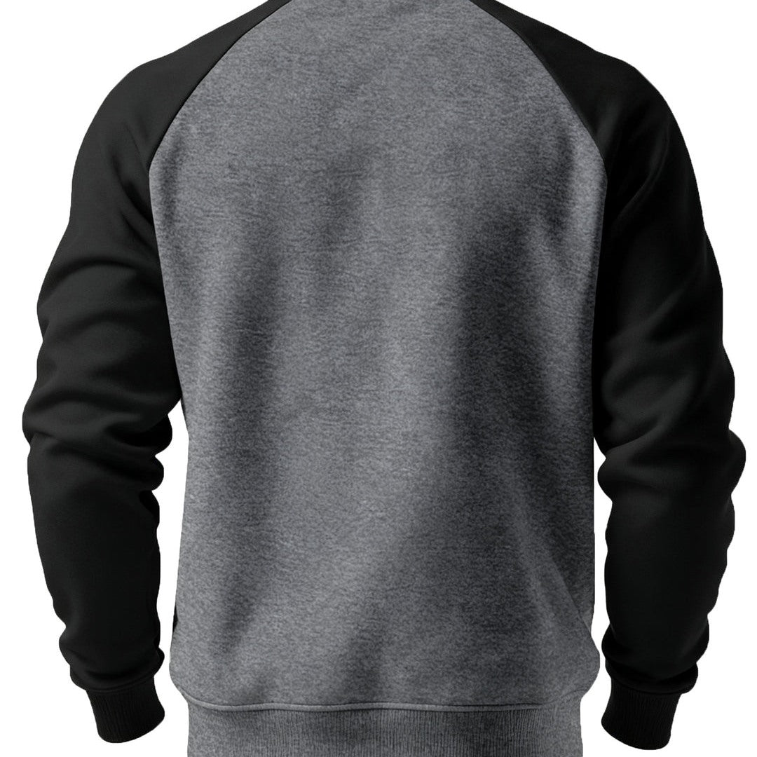 Felpa Uomo Girocollo con Maniche Raglan a Contrasto in grigio scuro e nero, vista posteriore