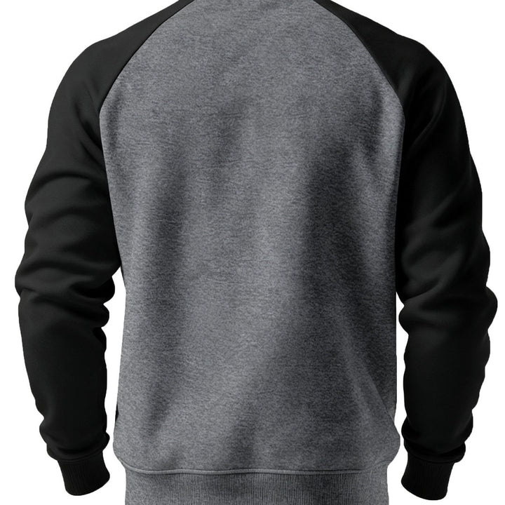 Felpa Uomo Girocollo con Maniche Raglan a Contrasto in grigio scuro e nero, vista posteriore