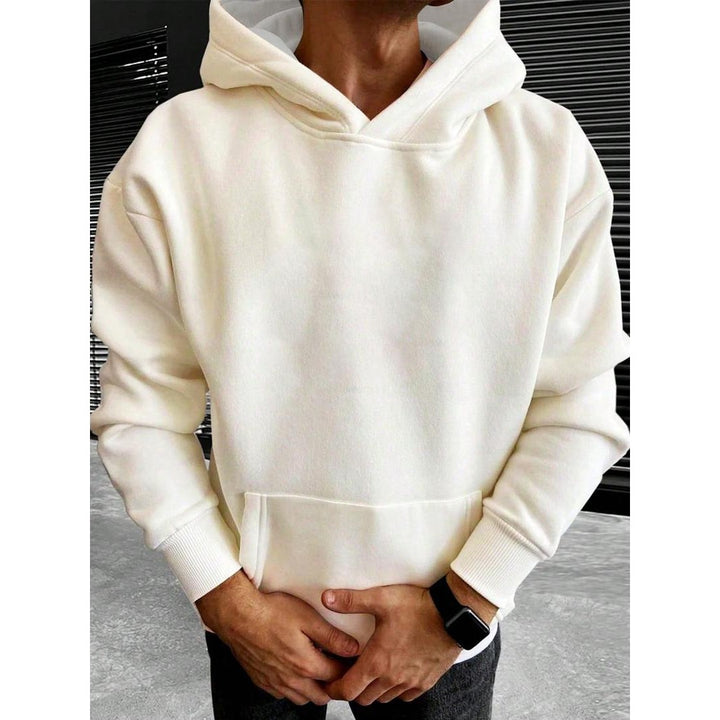 Felpa Uomo con Cappuccio e Tasca Frontale in bianco panna