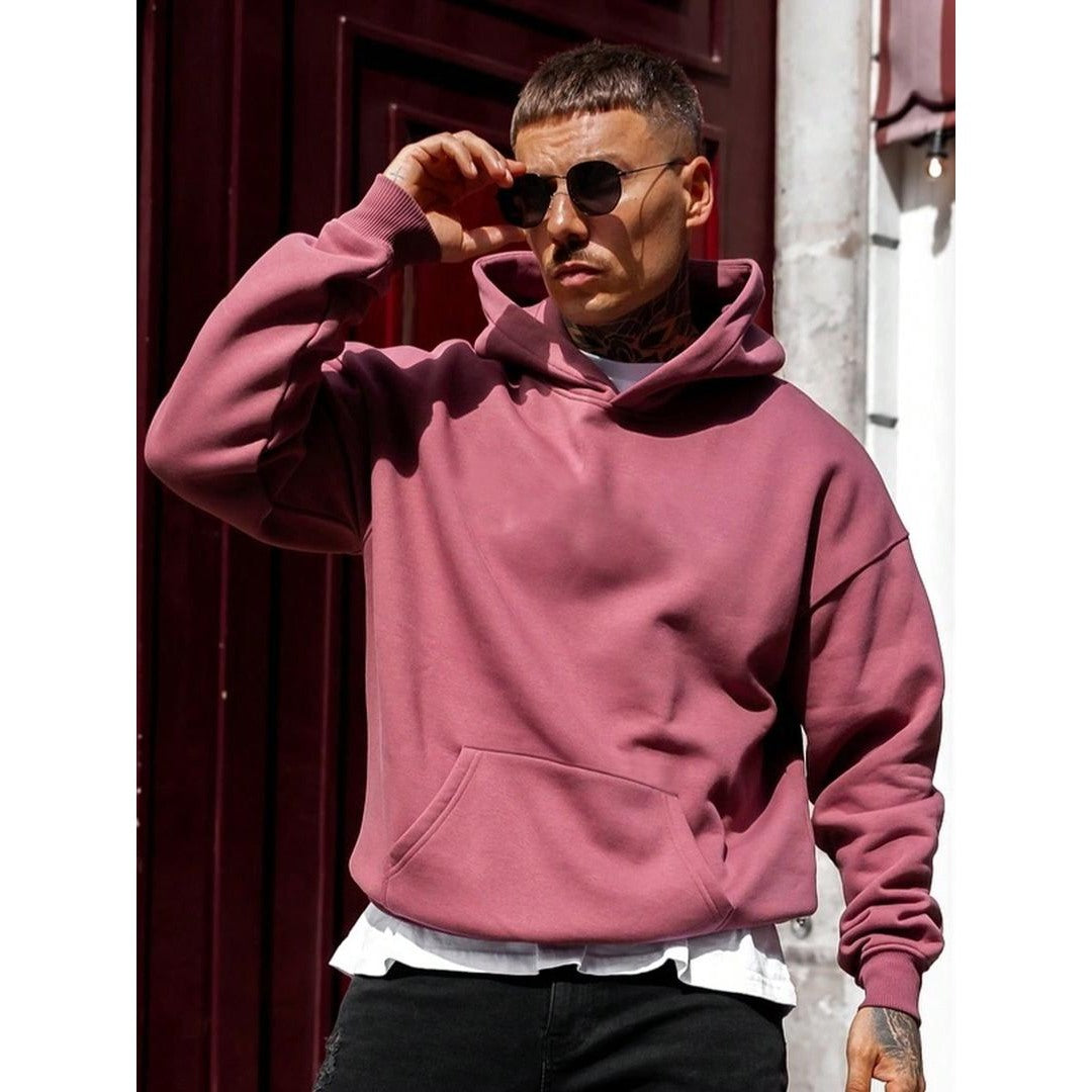 Felpa Uomo con Cappuccio e Tasca Frontale in rosa