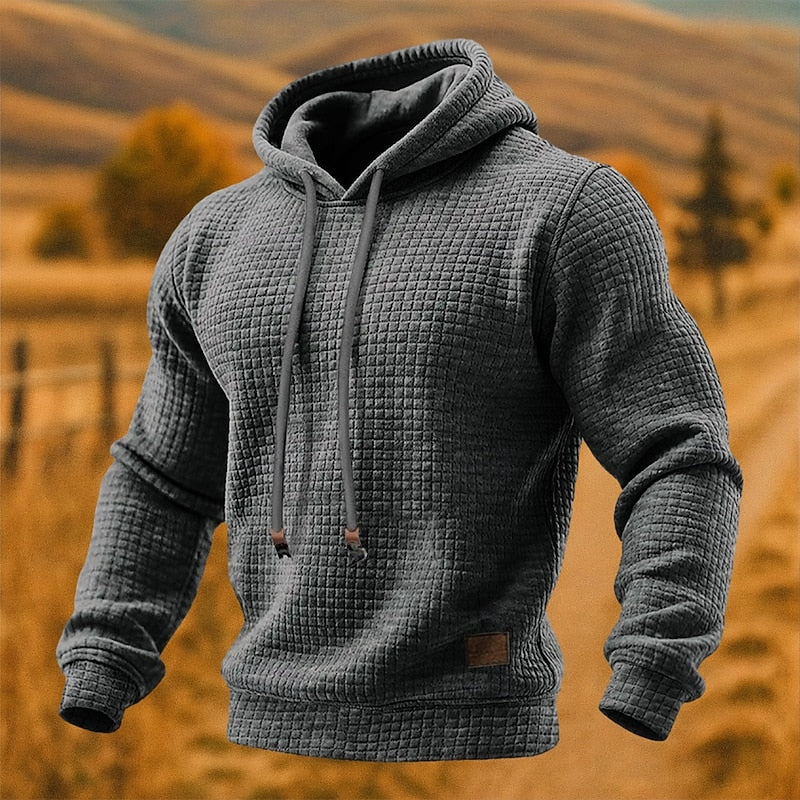 Felpa uomo con cappuccio grigio scuro – vista laterale