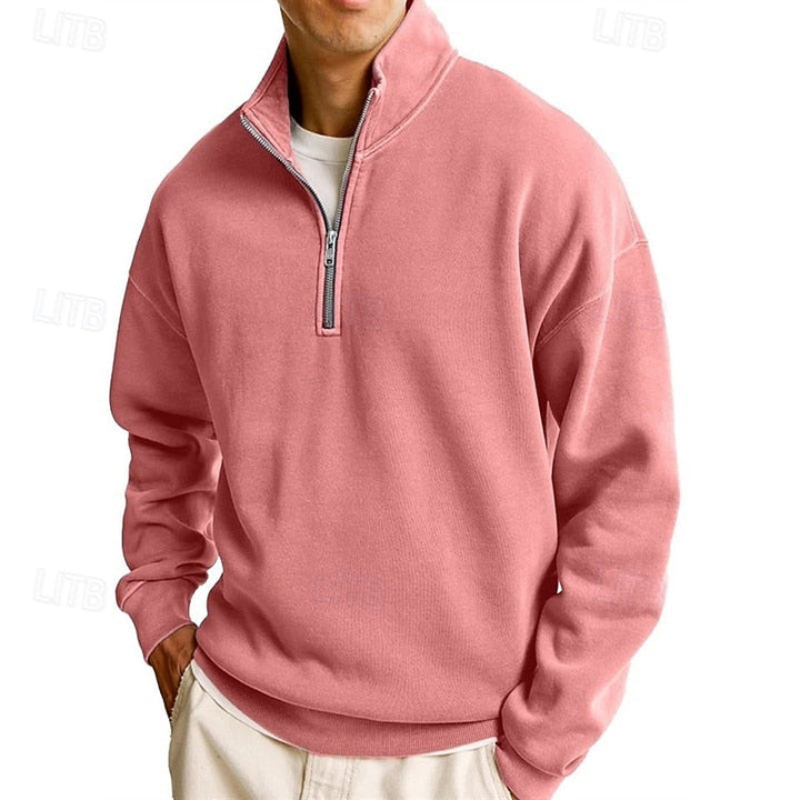 Felpa uomo con mezza zip rosa