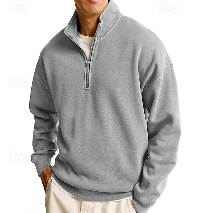 Felpa uomo con mezza zip grigio