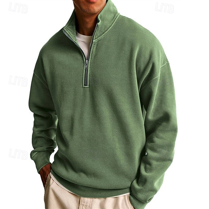 Felpa uomo con mezza zip verde