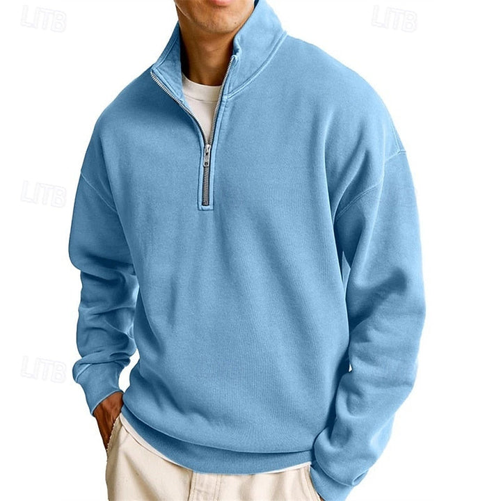 Felpa uomo con mezza zip azzurro