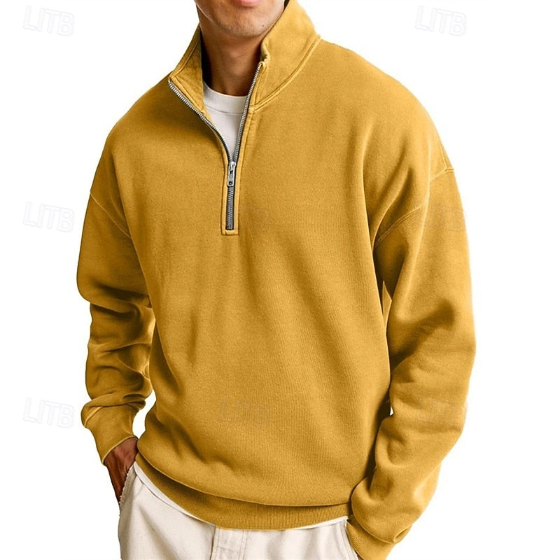 Felpa uomo con mezza zip giallo