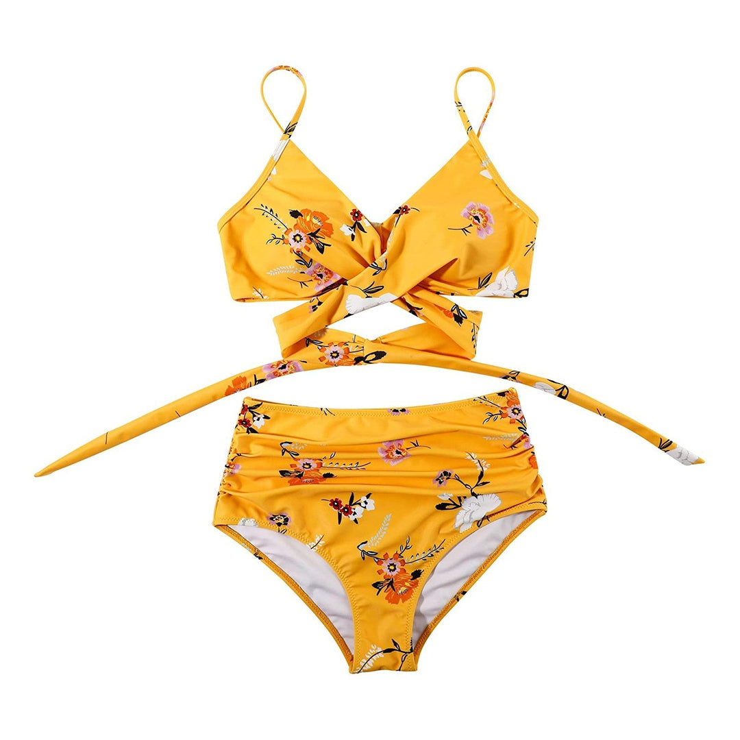 Bikini a vita alta da donna con stampa floreale