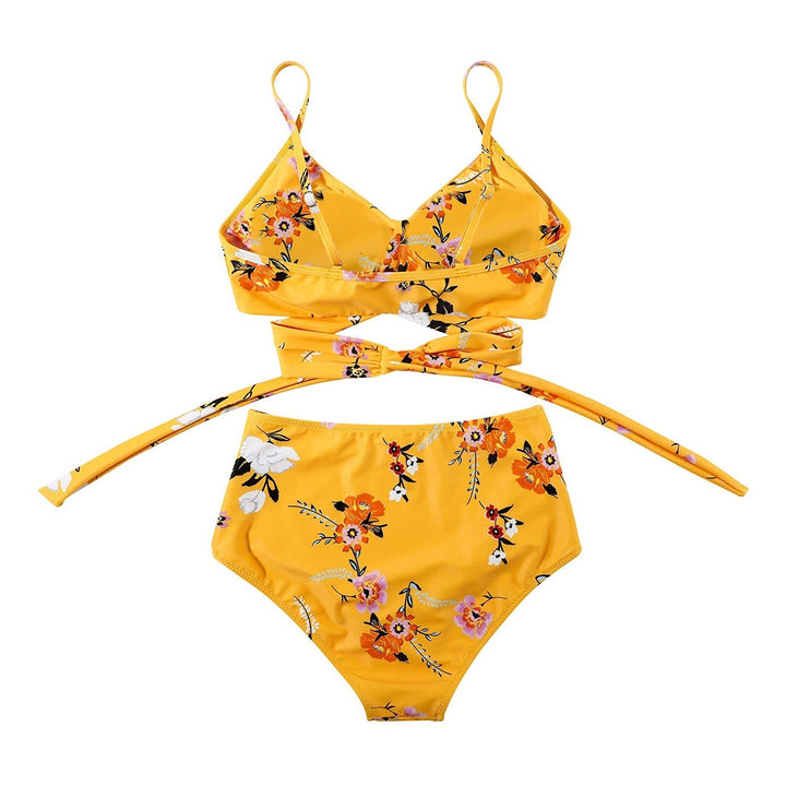 Bikini a vita alta da donna con stampa floreale