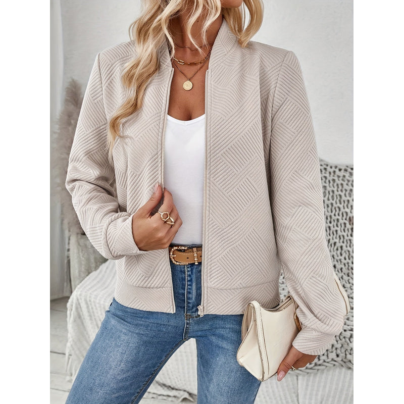 Giacca bomber da donna cachi con zip – vista frontale