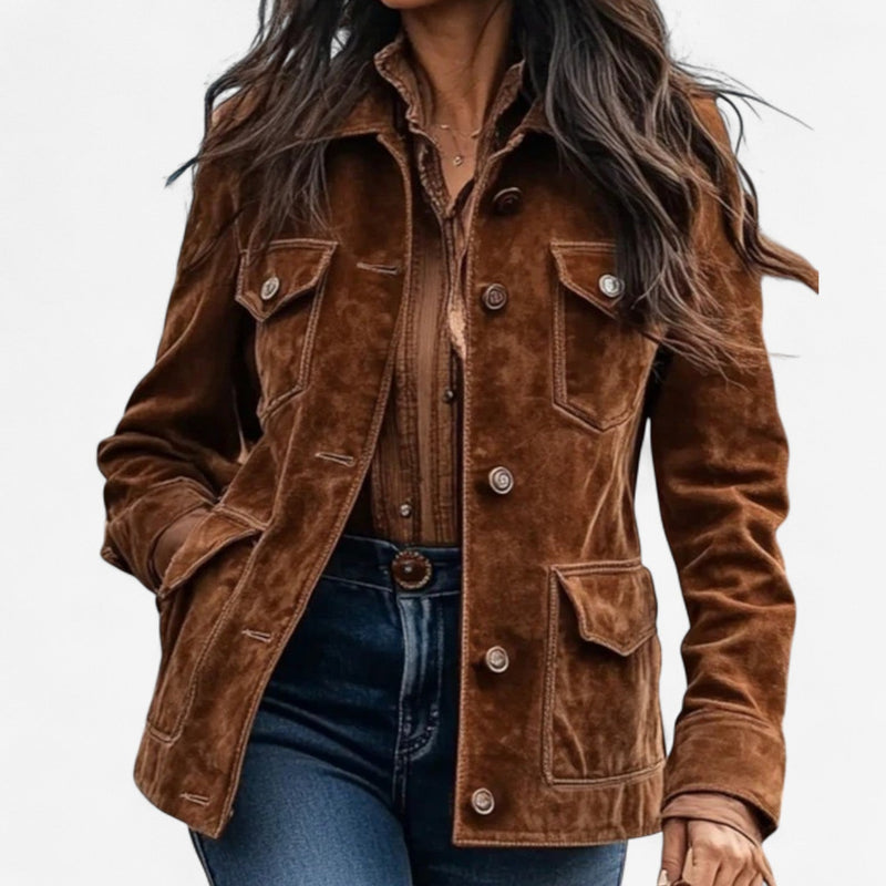 Damenjacke in Wildlederoptik im Boho-Stil für den Herbst