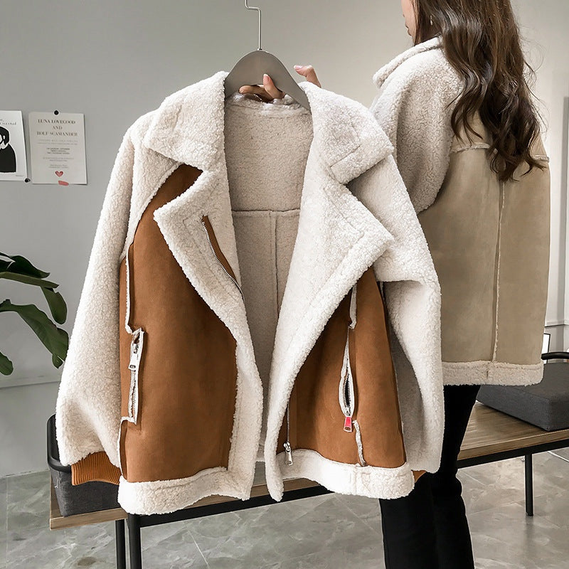 Giacca aviatore donna marrone con zip – vista frontale