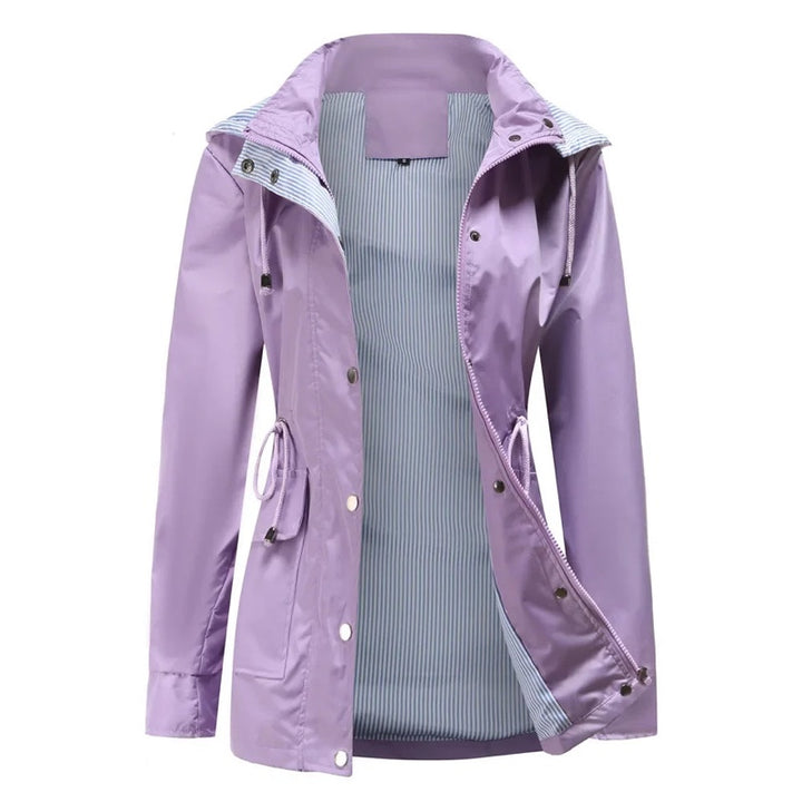 Giacca donna lavanda con cappuccio e coulisse in vita