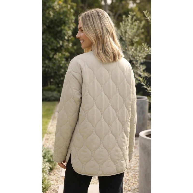 Giacca trapuntata donna beige – vista posteriore