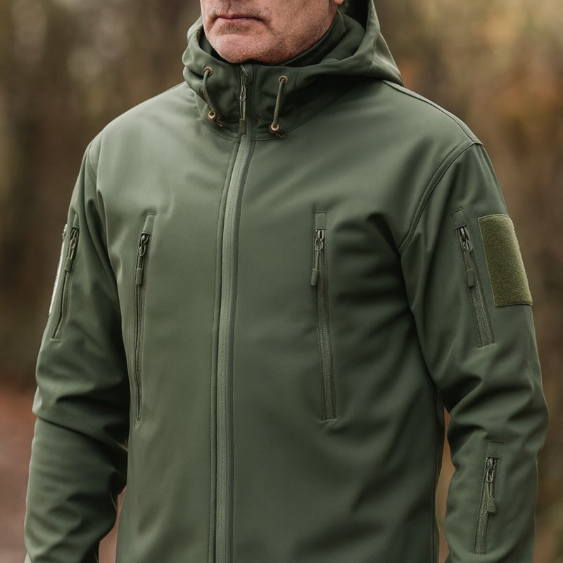 Giacca softshell da uomo con cappuccio verde
