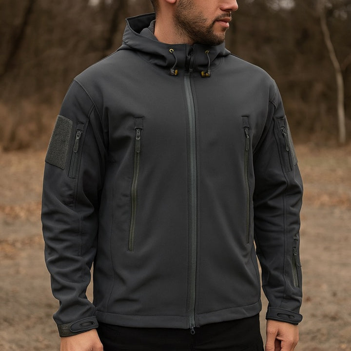 Giacca softshell da uomo con cappuccio nero