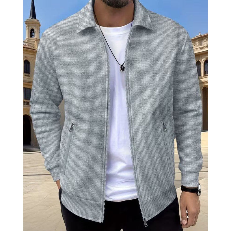 Giacca da uomo strutturata con zip e colletto grigio