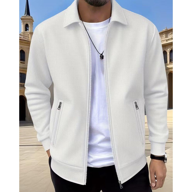 Giacca da uomo strutturata con zip e colletto bianco