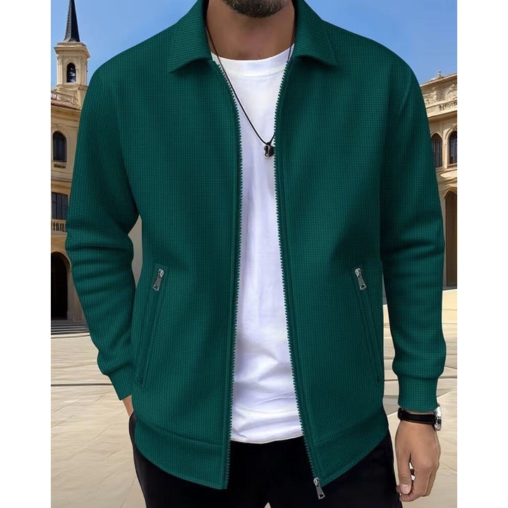 Giacca da uomo strutturata con zip e colletto verde scuro