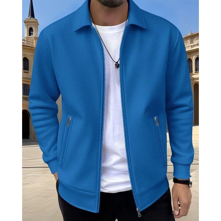 Giacca da uomo strutturata con zip e colletto blu