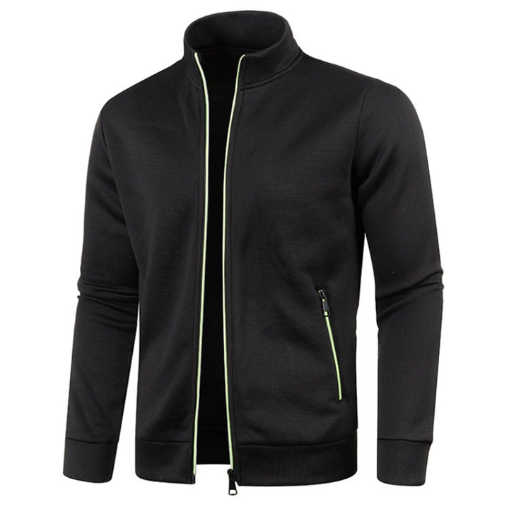 Giacca da uomo con zip a contrasto e collo alto nero