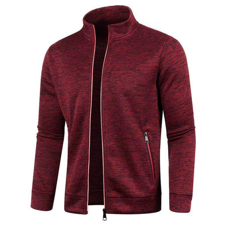 Giacca da uomo con zip a contrasto e collo alto rosso