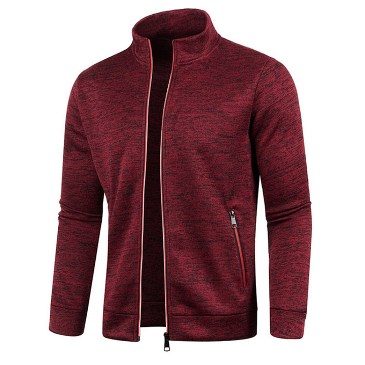 Giacca da uomo con zip a contrasto e collo alto rosso