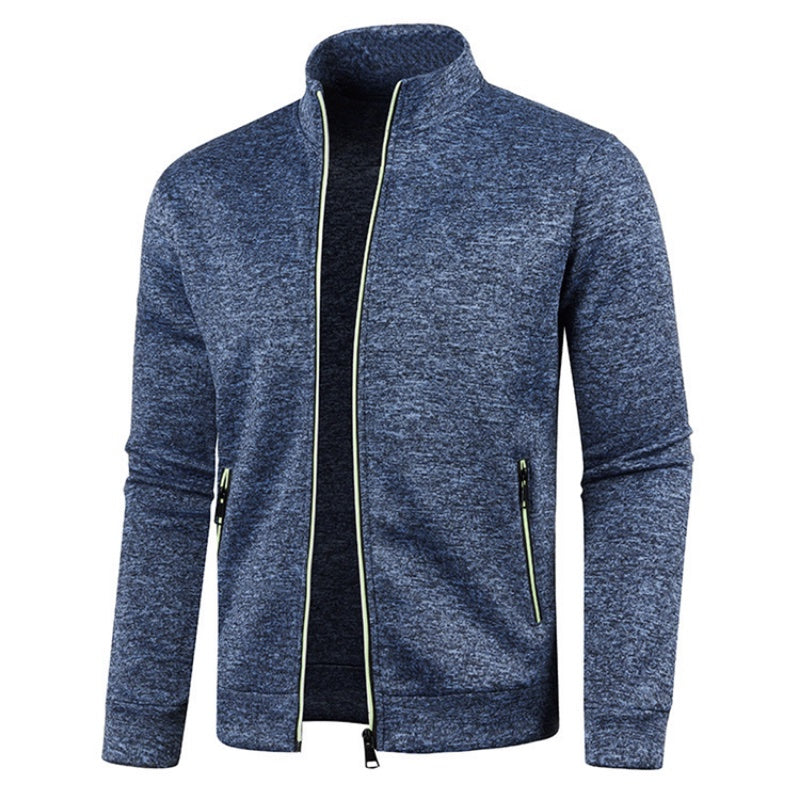 Giacca da uomo con zip a contrasto e collo alto blu
