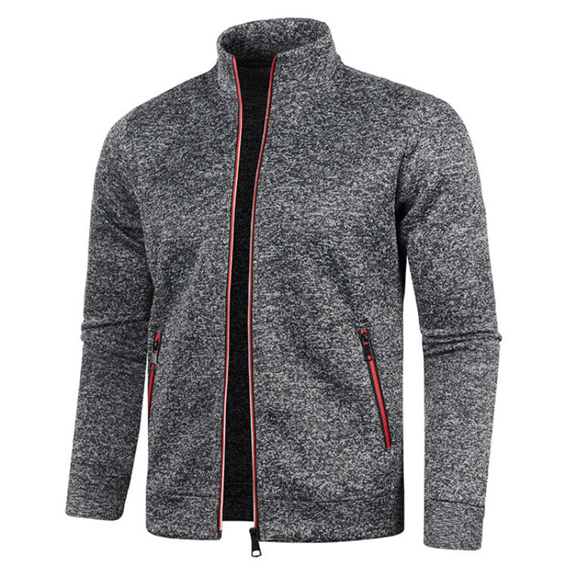 Giacca da uomo con zip a contrasto e collo alto grigio