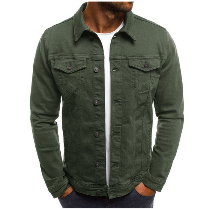 Giacca di jeans da uomo classica verde – vista frontale