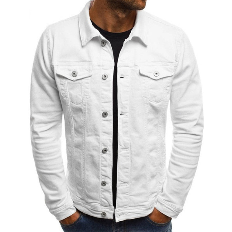 Giacca di jeans da uomo classica bianca – vista frontale