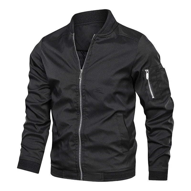 Giacca Bomber Uomo con Chiusura Frontale e Tasche