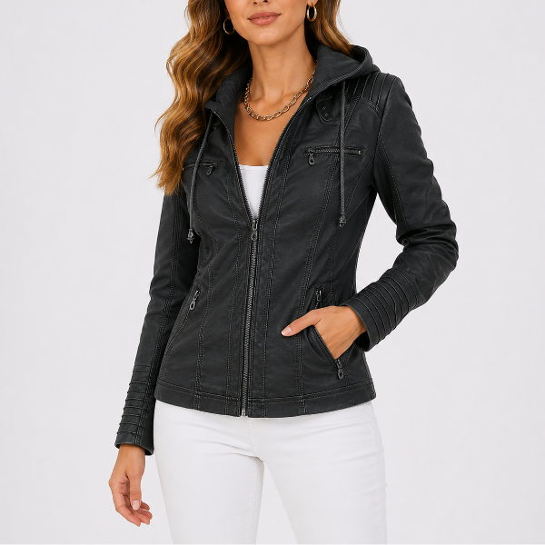 Giacca Donna Biker con Cappuccio