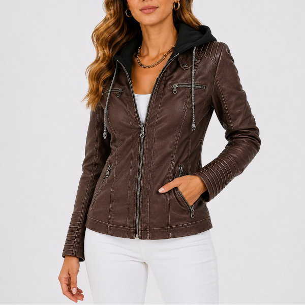 Giacca Donna Biker con Cappuccio