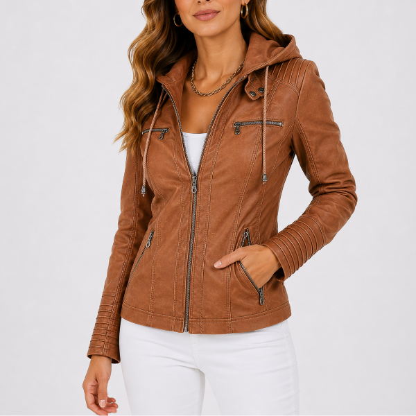 Giacca Donna Biker con Cappuccio